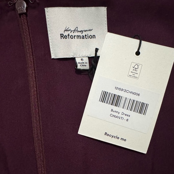 Reformation Burgundy Puff Sleeve Dress - Picture 5 of 10